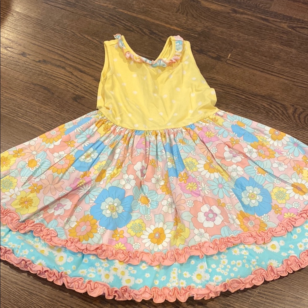 Floral Yellow and Multicolor Kids Dress